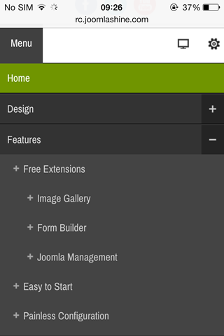 Children menu items are presented as tree