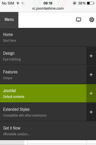 Mobile menu with rich text