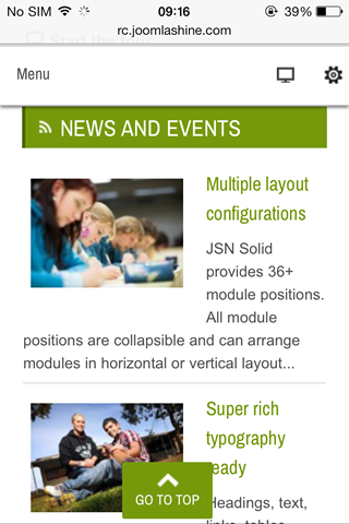 Module positions in mobile layout